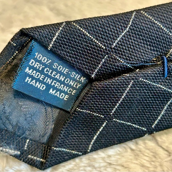 Faconnable Black Checkered Silk Tie NWOT 4” Wide 58” Long - Picture 4 of 5